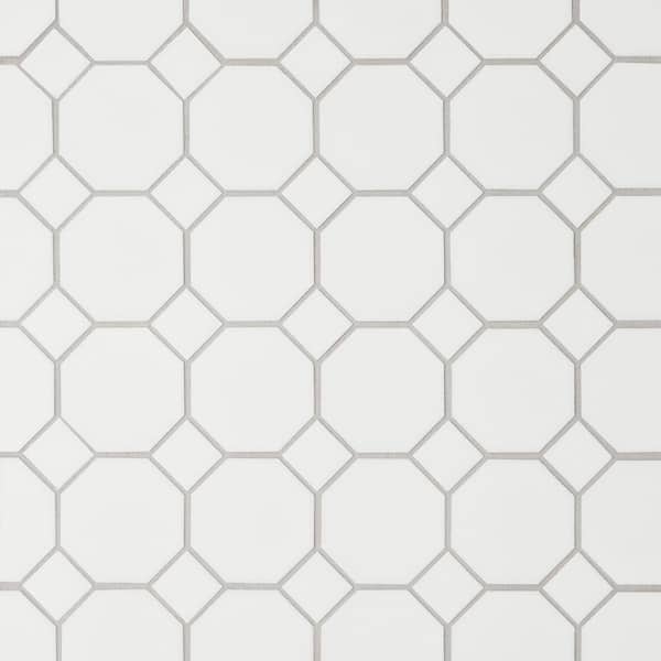 Bedrosians Le Cafe Specialty 2 in. x 2 in. Matte White Porcelain Mosaic Tile (9.36 sq. ft./Case)
