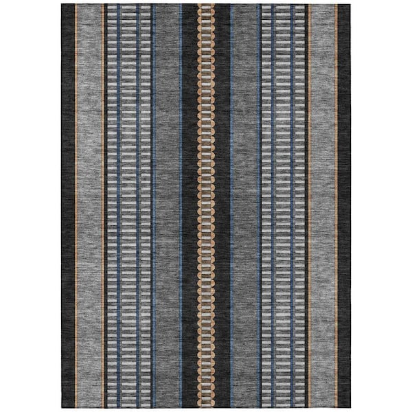 Chantille Machine Washable Indoor/Outdoor Abstract ACN2681 Black 10 ft. x 14 ft. Area Rug