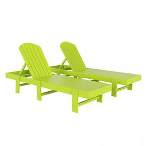 Altura 2-Piece Lime Classic Adjustable Weather Resistant Adirondack Poly Reclining Chaise Lounge Chair Set