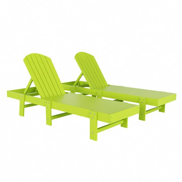 WESTIN OUTDOOR Altura 2-Piece Lime Classic Adjustable Weather Resistant Adirondack Poly Reclining Chaise Lounge Chair Set