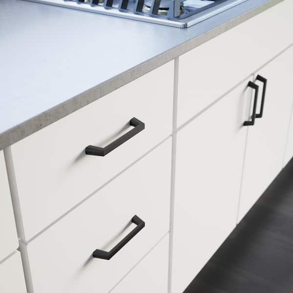 Soft Modern 5-1/16 in. (128 mm) Modern Matte Black Square Cabinet Drawer Pull