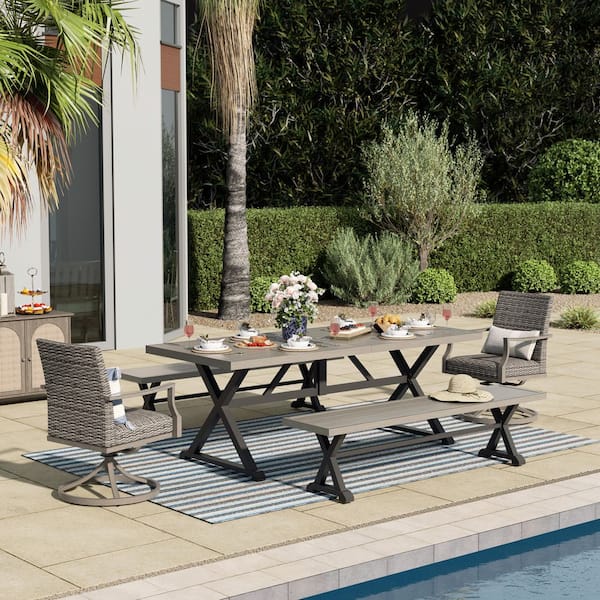 ULAX FURNITURE AZUR Metal Outdoor Bench HD-970502 - The Home Depot