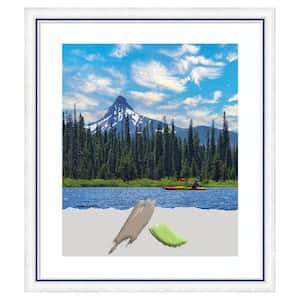 Morgan White Blue Wood Picture Frame Opening Size 20 x 24 in. Matted to 16 x 20 in.
