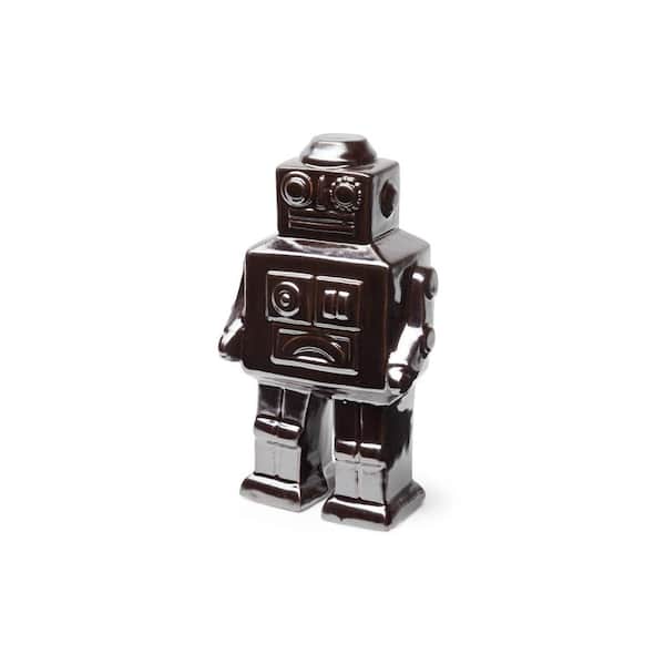 HomeRoots 7 in. Brown Silver Metal Robot Shaped Sculpture