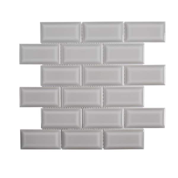 Jeffrey Court Weather Grey Bevel 12.375 in. x 12 in. Interlocking Glossy Ceramic Mosaic Tile (1.03 sq. ft./Each)