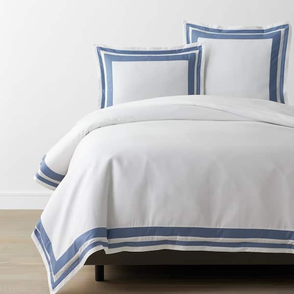 The Company Store Legends Hotel Double Border Infinity Blue Full Wrinkle-Free Sateen Duvet Cover