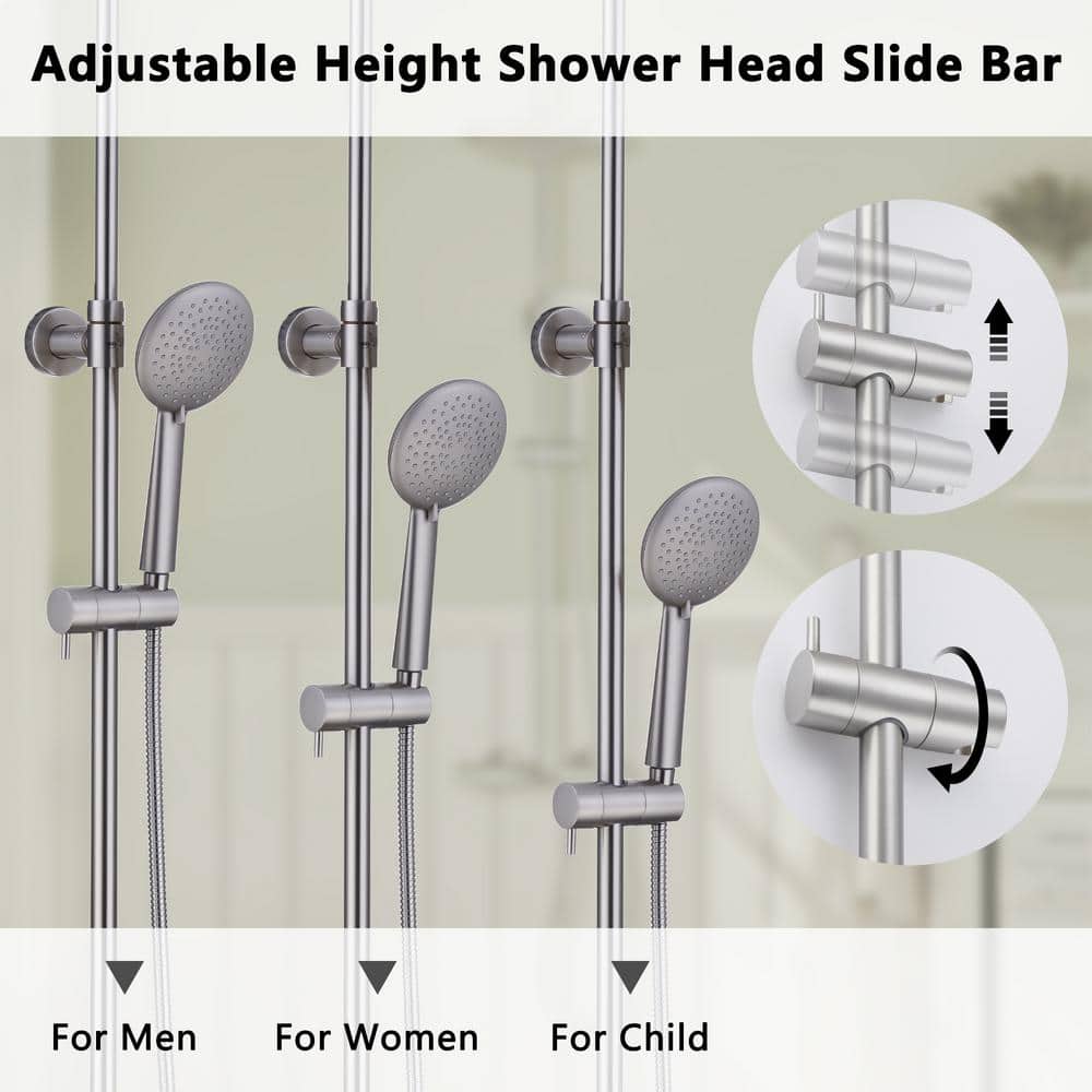 Brushed Nickel Dual Rain and Handheld Shower System