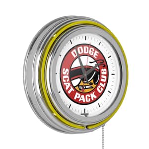 Dodge Yellow Scat Pack Club Lighted Analog Neon Clock