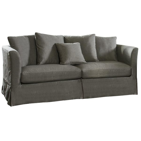 Padma's Plantation Sunset Beach 85 in. Cast Charcoal Solid Sunbrella Fabric 2-Seater English Rolled Arm Sofa with Polyureathane Foam