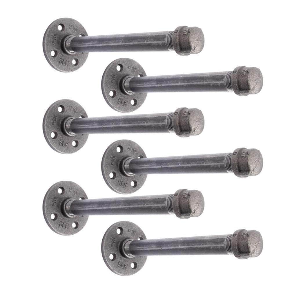 1/2 in. Black Pipe 8 in. L Wall Mounted Shelf Bracket Kit (6-Pack) price history on PriceWatchPro