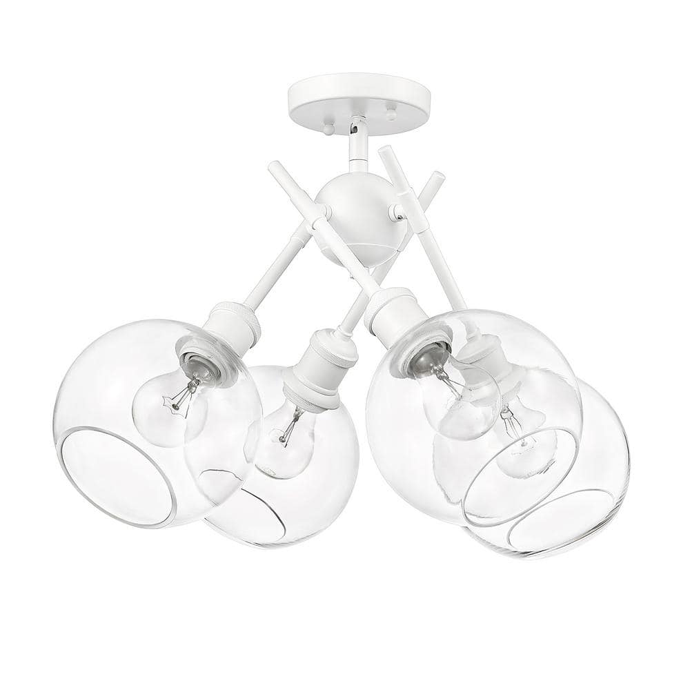 Axel 24 in. 4-Light Matte White and Clear Glass Semi-Flush Mount price history on PriceWatchPro