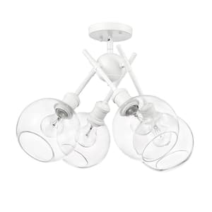 Axel 24 in. 4-Light Matte White and Clear Glass Semi-Flush Mount