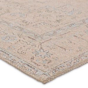 Josephine Beige/Light Blue 9 ft. x 12 ft. Medallion Washable Area Rug