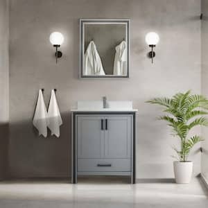 Ziva 30 in W x 22 in D Dark Grey Bath Vanity, White Quartz Top, Faucet Set and 28 in Mirror
