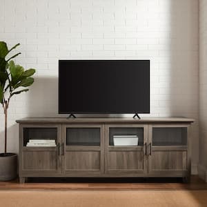 70 in. Slate Gray Composite TV Stand Fits TVs Up to 78 in. with Storage Doors