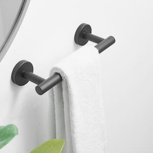 9.15 in. Wall Mounted Towel Bar in Matte Black, Single Post Bar/Toilet Paper Holder