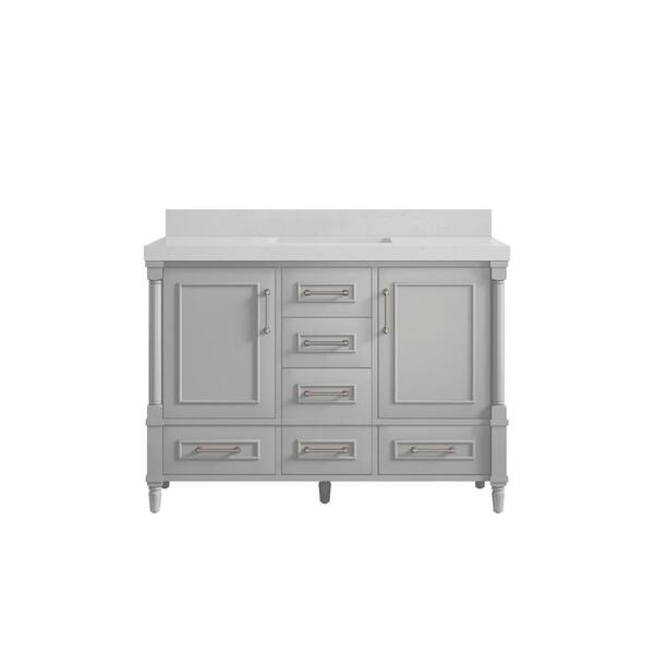 Willow Collections Hudson 48 in. W x 22 in. D x 36 in. H Bath Vanity in Coventry Gray with 2 in. Carrara Quartz Top