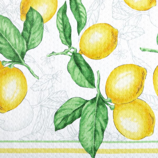 5 Pc Lemon Print Green Yellow Kitchen Hand Towel Linen Oven 