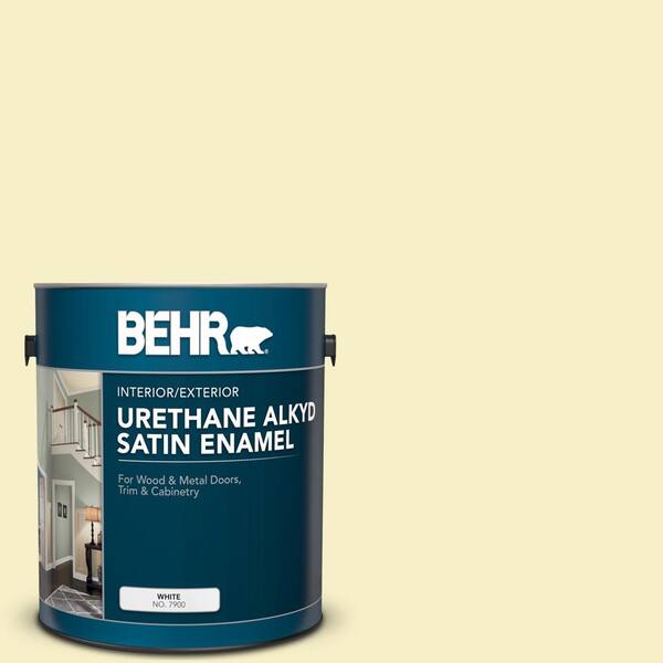 BEHR 1 gal. 400A1 Candlelight Yellow Urethane Alkyd Satin Enamel