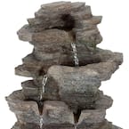 Tiered Indoor Tabletop Water Fountain with Cascading Waterfall and LED Lights