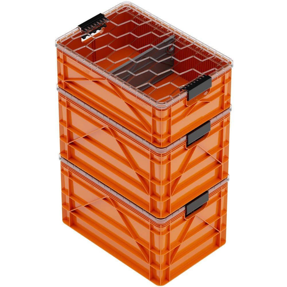 Crate Starter Pack 2 Full-Size and 1 Half-Size Heavy Duty Stackable Storage Bins with Lids and Dividers Orange price history on PriceWatchPro
