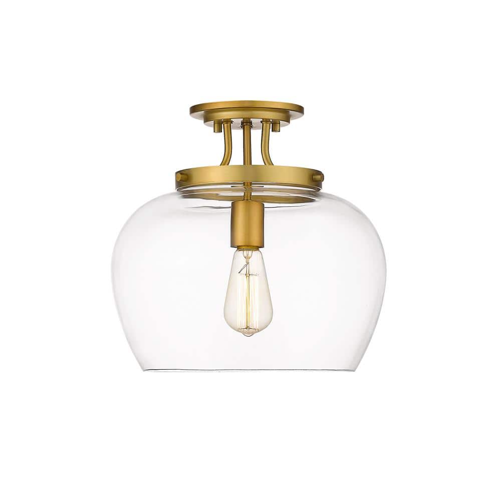 Joliet Bordeaux Glass & Olde Brass 13" Semi Flush Mount Ceiling Light