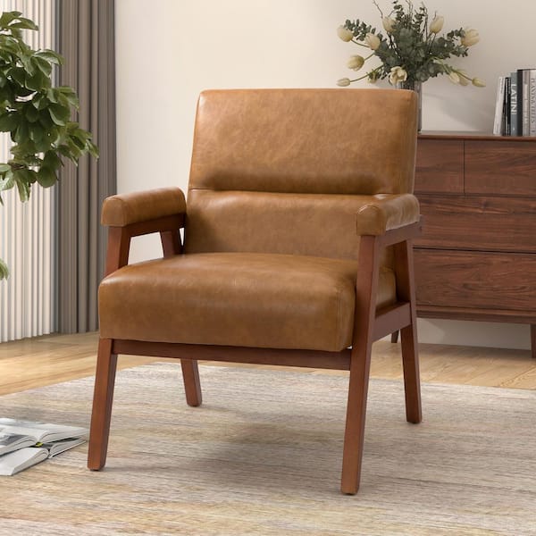 Polibi Mid-Century Modern Orange Velvet Accent Chair with Solid Wood and Thick  Seat Cushion RS-OMGVAC-O - The Home Depot