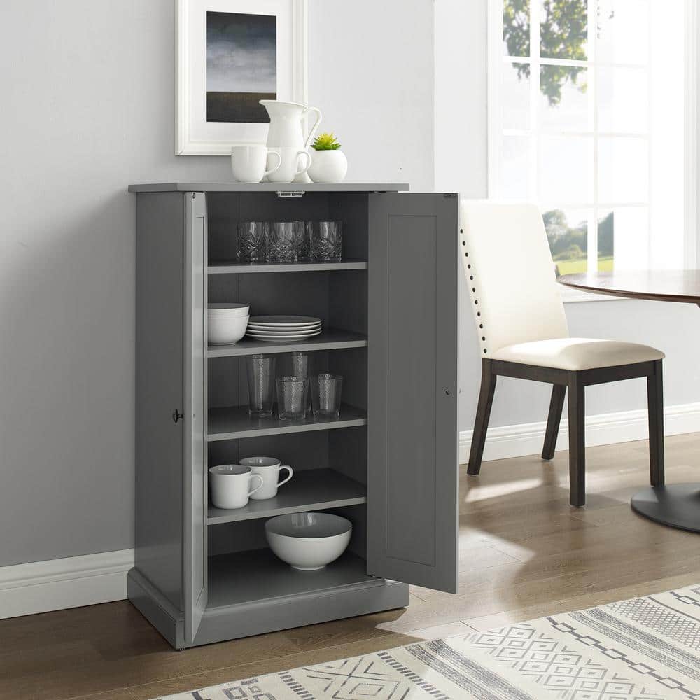 Seaside Freestanding Accent Cabinet with Adjustable Shelving in Distressed Gray