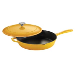 ExcelSteel 3-Piece Cast Iron Skillet Set with Red Enamel Coating 447 - The  Home Depot