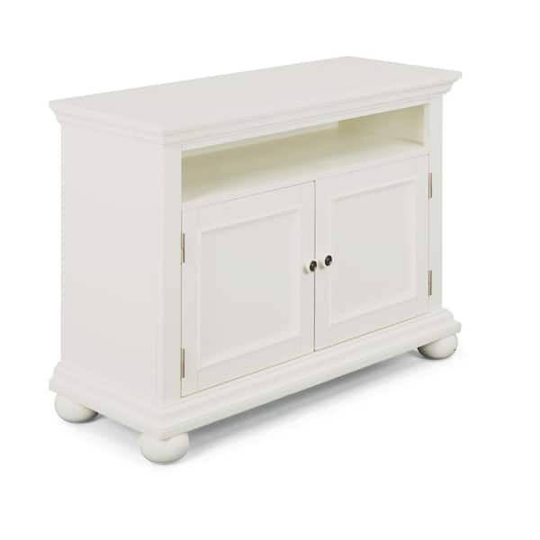 HOMESTYLES Dover 44 in. White Wood TV Stand Fits TVs Up to 50 in. with Storage Doors