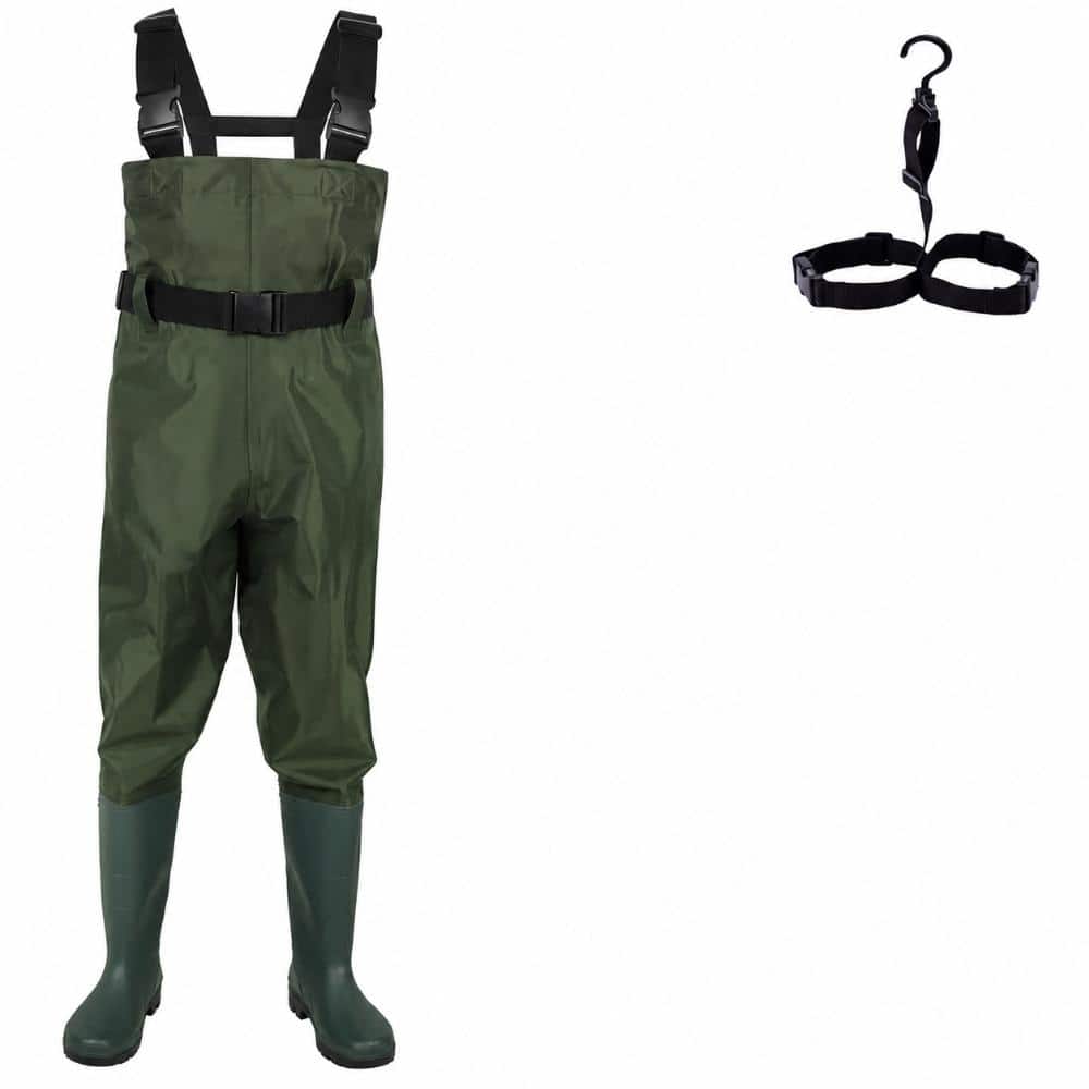 Kids Army Green PVC and Nylon Lightweight Breathable Chest Fishing Waders with Non-Slip Rubber Boots price history on PriceWatchPro