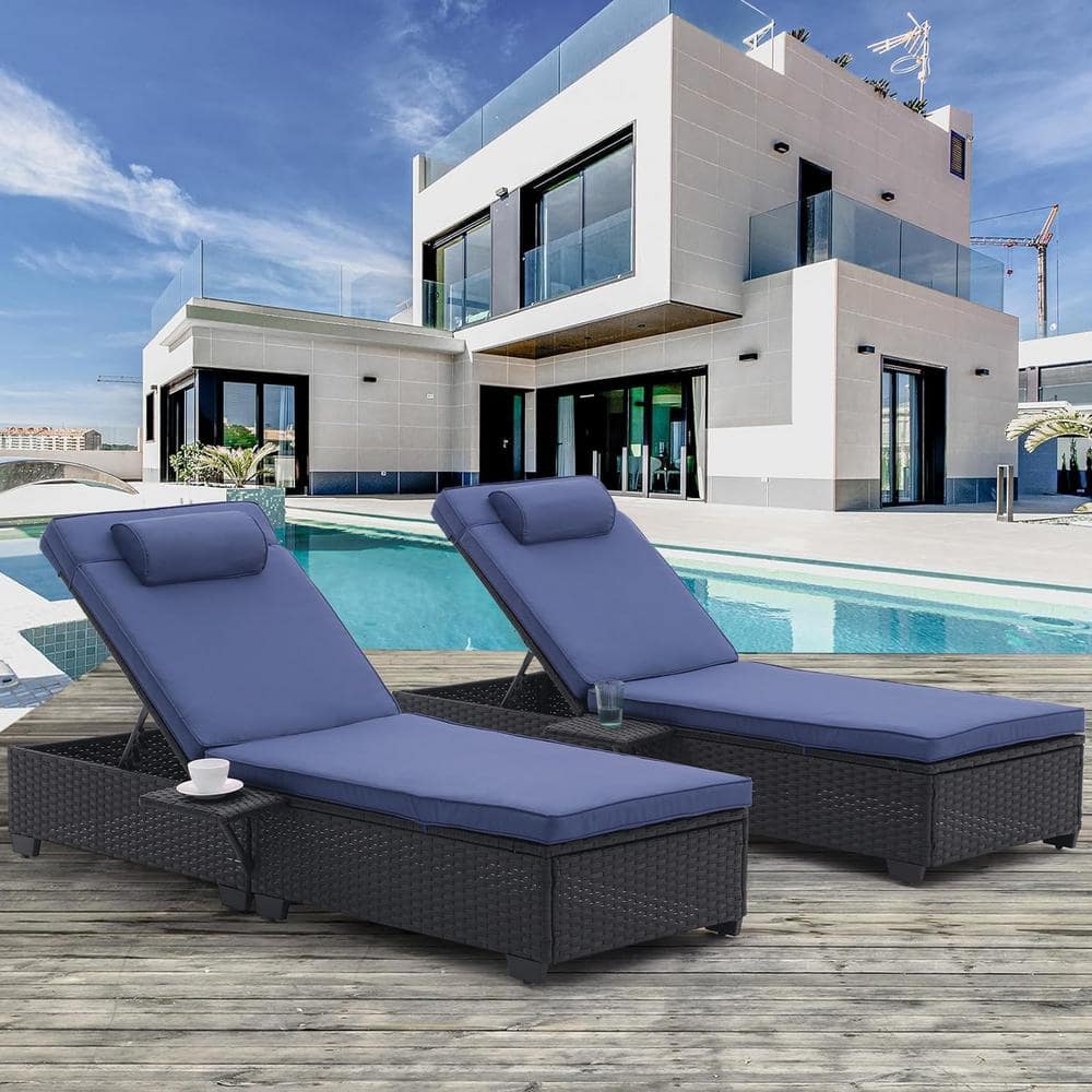 PE Rattan Wicker Outdoor Patio Lounge Chair for Pool Lounge Area with Tilt 