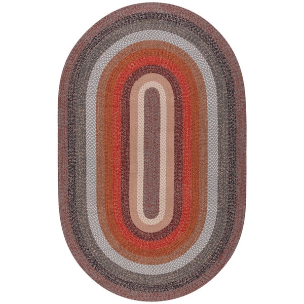 SAFAVIEH Braided Brown/Rust 6 ft. x 9 ft. Machine Washable Multicolor ...