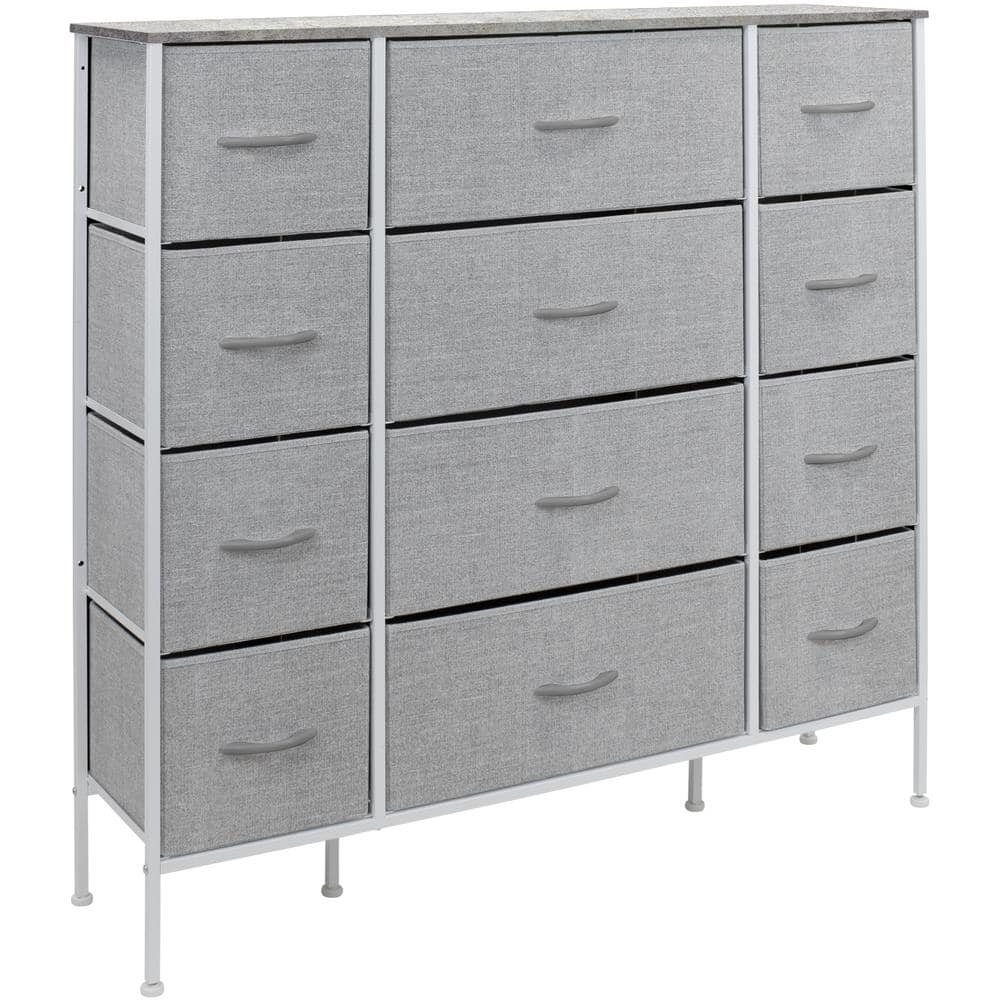 Gray 12-Drawer Nursery Dresser with Soft Close Drawers