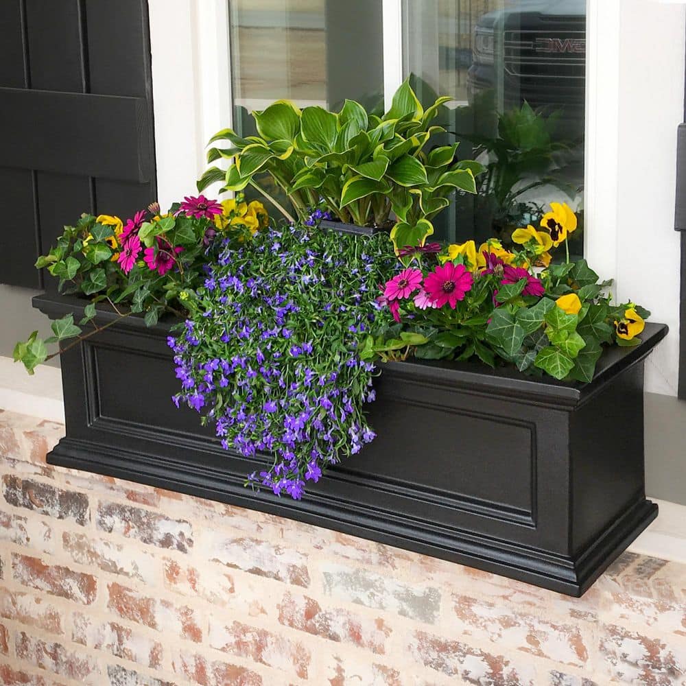 Fairfield 36" Black Polyethylene Self-Watering Window Box Planter