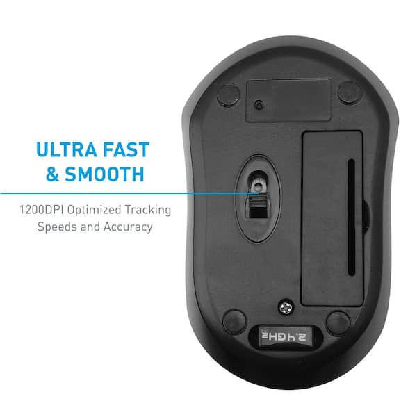 Macally RF Wireless Computer Mouse with 3 Button Scroll Wheel 2.4 GHZ  Dongle Receiver for PC/MAC Black RFQMOUSEB - The Home Depot