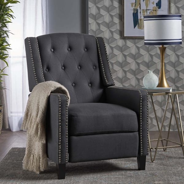 Dark Gray Fabric Standard Recliner with Adjustable Backrest