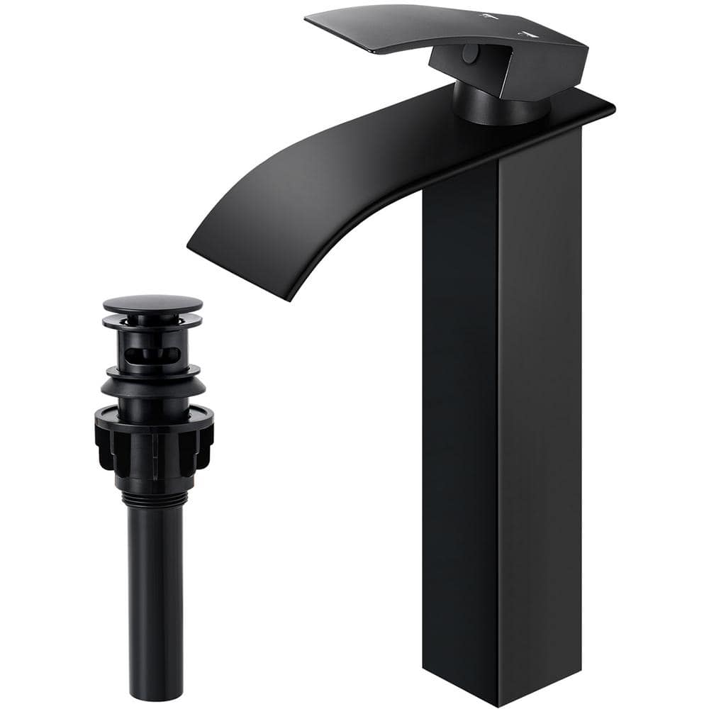Single Hole Single-Handle Waterfall Vessel Sink Faucet with Pop-up Drain Ki