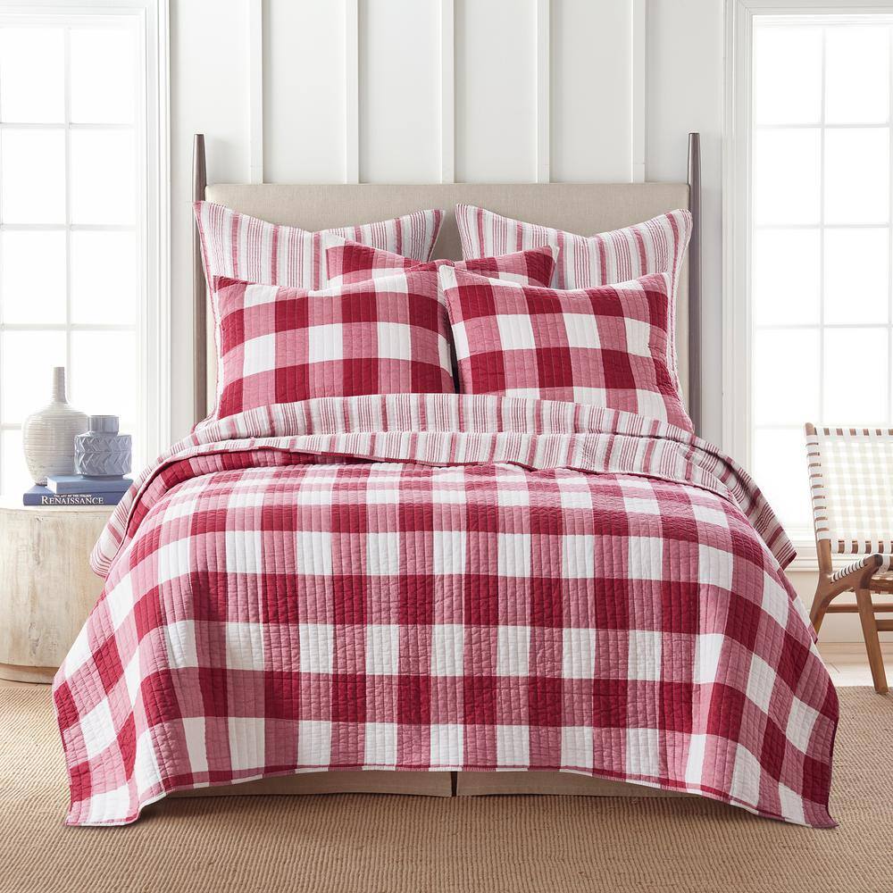 Levtex Home Camden Red 2Piece Plaid Cotton Twin / Twin XL Quilt Set
