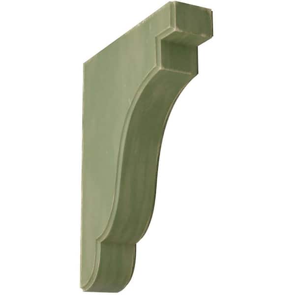 Ekena Millwork 1-3/4 in. x 9-1/2 in. x 7-1/4 in. Restoration Green Bedford Wood Vintage Decor Bracket