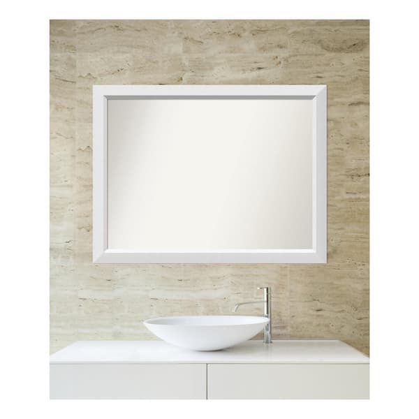 Amanti Art Blanco White 38.25 in. x 29.25 in. Custom Non-Beveled Wood Framed Bathroom Vanity Wall Mirror