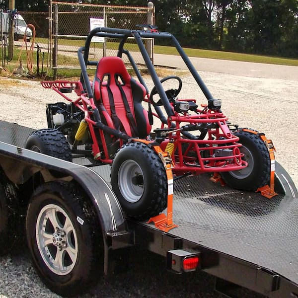 Wheel Chock Tie Down Kit, 2 in. x 96 in. Tie Down Strap Kit, Heavy Duty Trailer Tie Down System for 10 in.-23 in. Wheels