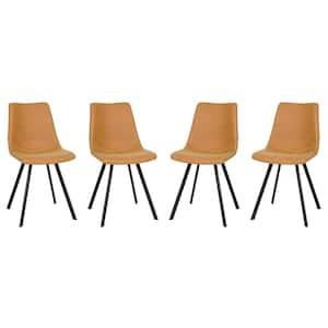 Markley Light Brown Faux Leather Dining Chair Set of 4