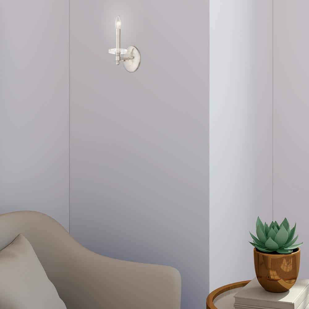 Bancroft Elegance Brushed Nickel 1-Light Crystal Sconce