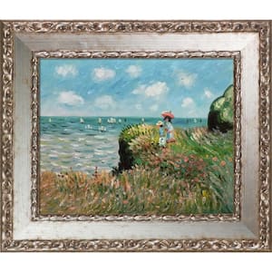 Cliff Walk at Pourville by Claude Monet Versailles Silver Salon Framed Nature Oil Painting Art Print 12 in. x 14 in.