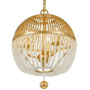 Duval 3-Light Antique Gold Cage Chandelier