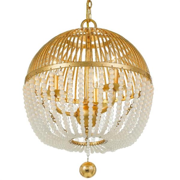 Crystorama Duval 3-Light Antique Gold Cage Chandelier