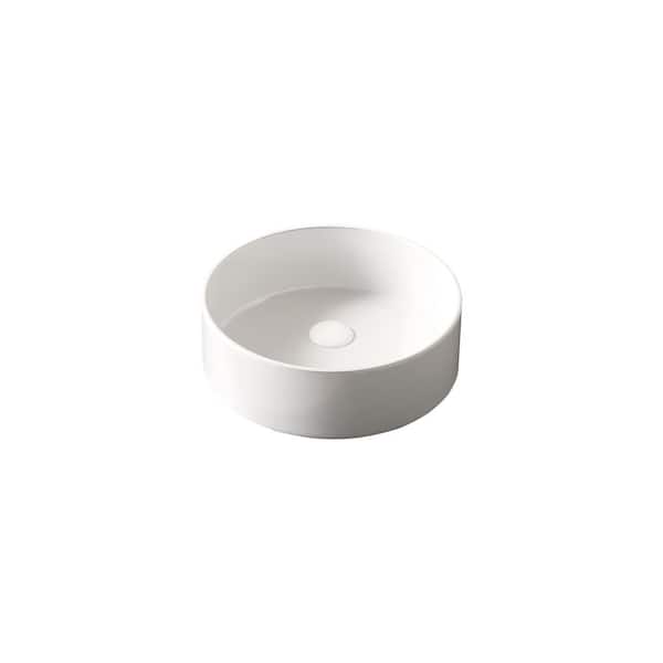 Avex Ceramic 14.17 in. Round Bathroom Vessel Sink in White without Faucet