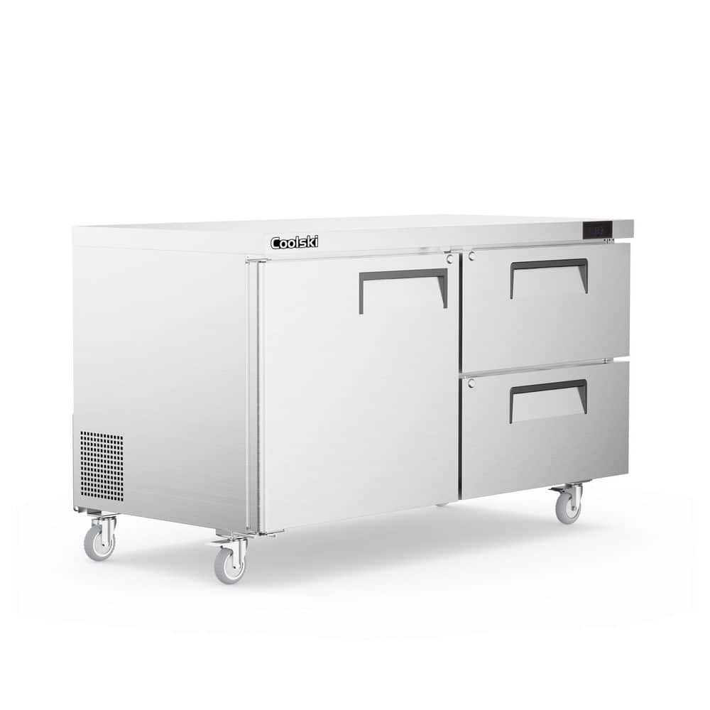 60 in. Commercial Undercounter Worktop Refrigerator With Double Drawer, 15.3 cu. ft. Stainless Steel Food Prep Station