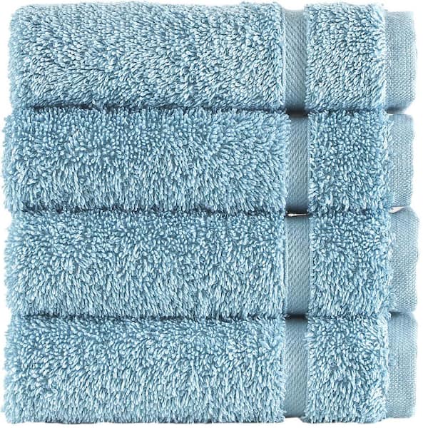 4-Piece Light Blue Turkish Cotton Washcloth